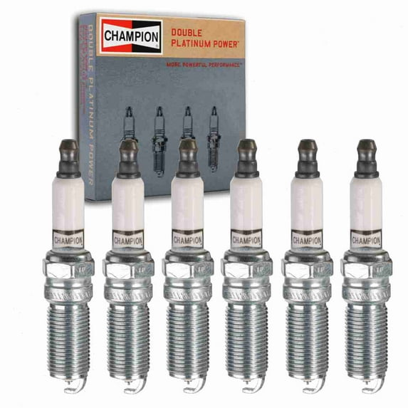 6 pc Champion Double Platinum Spark Plugs compatible with Cadillac CTS 2.8L 3.6L V6 2004-2009