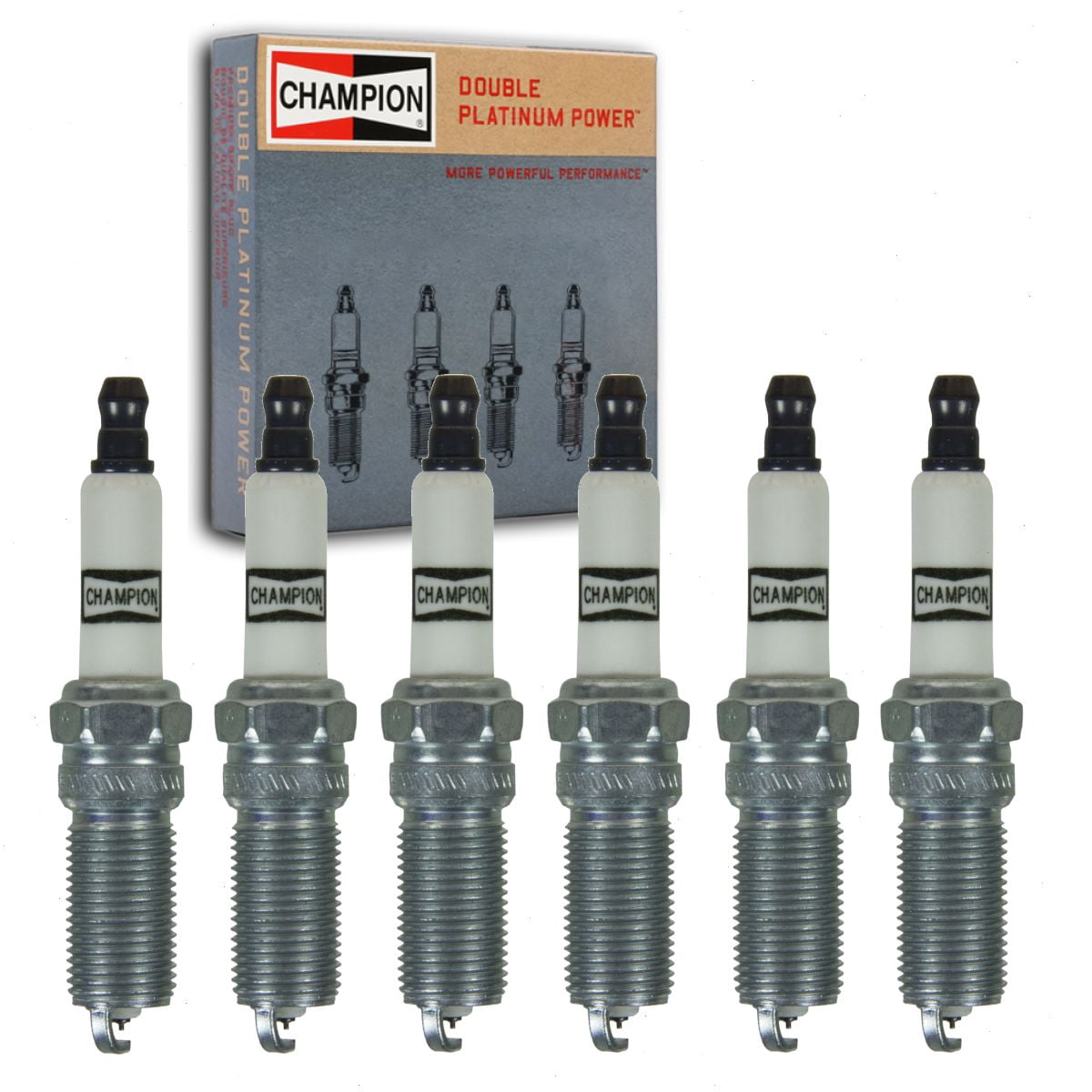 6 pc Champion Double Platinum Spark Plugs compatible with Chevrolet Equinox 3.0L 3.6L V6 2010-2017