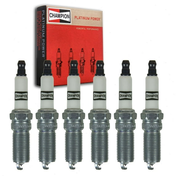 6 pc Champion Platinum Spark Plugs compatible with Ford Edge 3.5L 3.7L V6 2007-2018