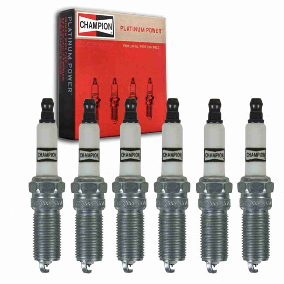 6 pc Champion Platinum Spark Plugs compatible with Ford Flex 3.5L V6 2009-2019