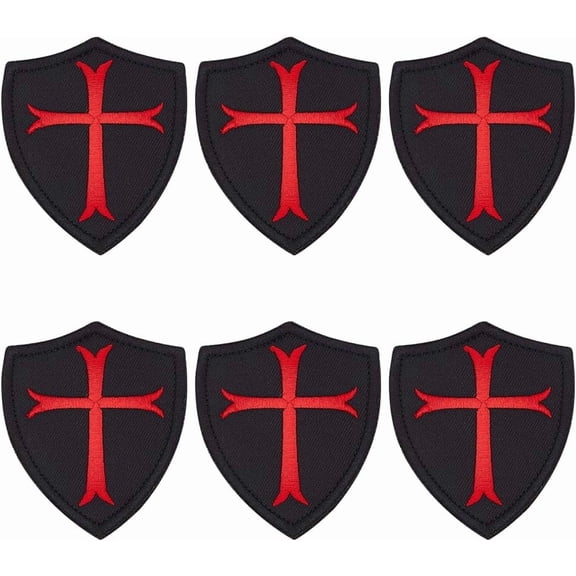 6 pc Cloth Tactical Patches for Armband Backpack Hook & Loop Emblem Shield with Pattern Black 77x65x4mm art
