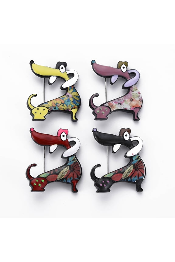 6 pc Dog Enamel Pin Animal Alloy Brooch for Backpack Clothes Electrophoresis Black Nickel Free Lead Free Mixed color 43x37x11mm pin: 0.8mm