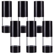 6 pc Empty Portable Airless Pump Bottles Refillable Vacuum Press Bottle Lotion Foundation Travel Container with Dustproof Lid Black Clear 3.35x9.9cm