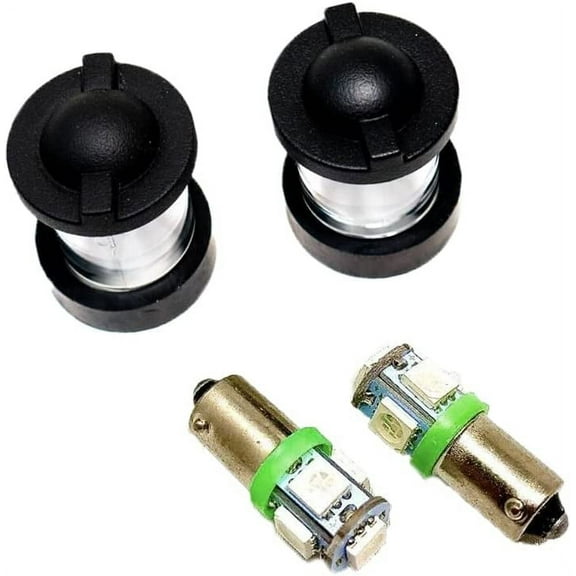 6 pc Kit- 2 Green Dash Bulbs + Black Lens Incl Gaskets, Fits M998 Military Humvee