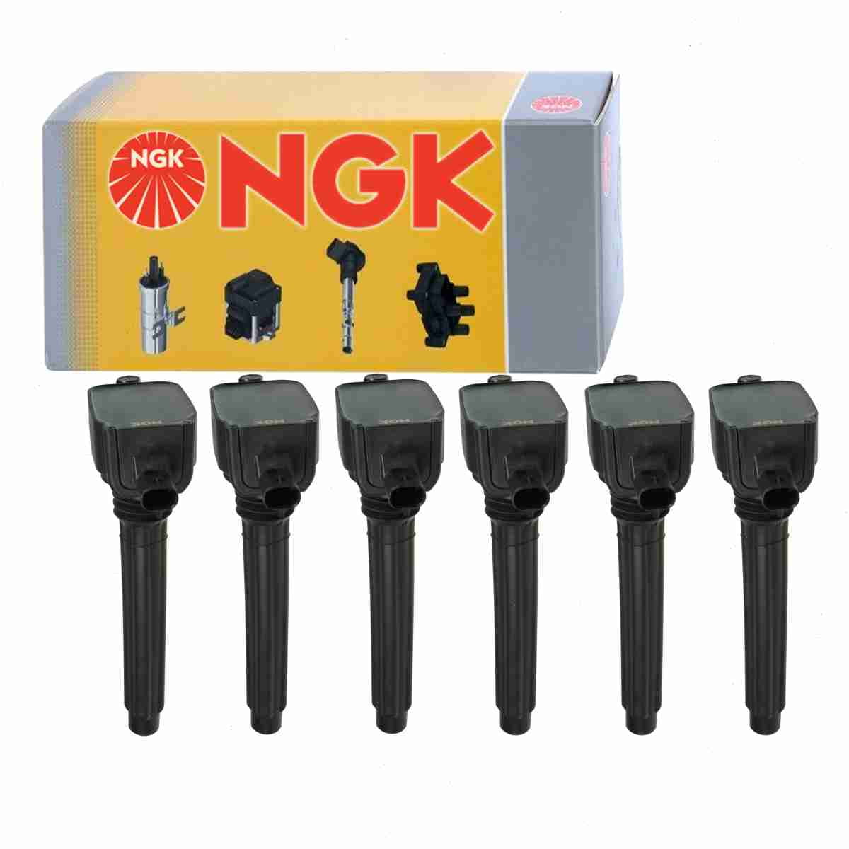 6 pc NGK 48755 Ignition Coils for 2505-484816 36-8196 5149168AH 5149168AI E1148 GN10616 IC751 UF-648 UF648 Spark Plug Wire Boot