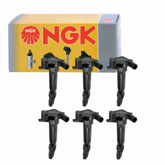 6 pc NGK 48761 Ignition Coils for 673-6301 673-6302 AL3Z-12029-A DG525 E1131 GN10618 IC734 UF-631 UF631 Spark Plug Wire Boot Fits select: 2011-2018 FORD F250, 2011-2017 FORD F350