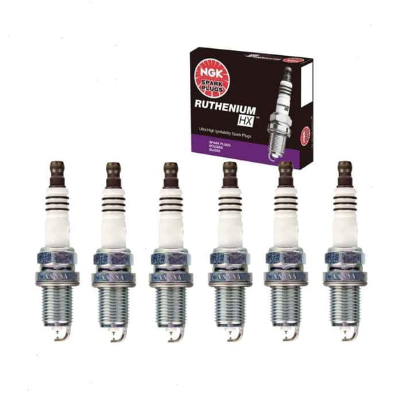 6 pc NGK Ruthenium HX Spark Plugs compatible with BMW 320i 2.2L L6 2001-2005