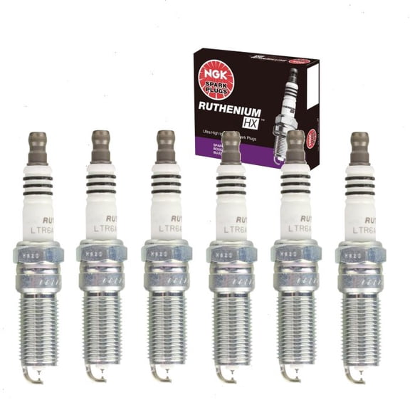 6 pc NGK Ruthenium HX Spark Plugs compatible with Ford Police Interceptor Utility 3.3L 3.7L V6 2013-2020