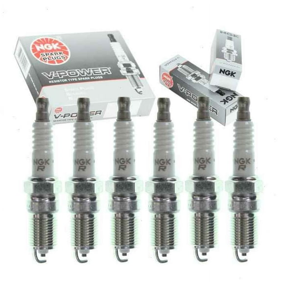 6 pc NGK V-Power Spark Plugs compatible with Chevrolet Malibu 3.1L 3.5L V6 1997-2006