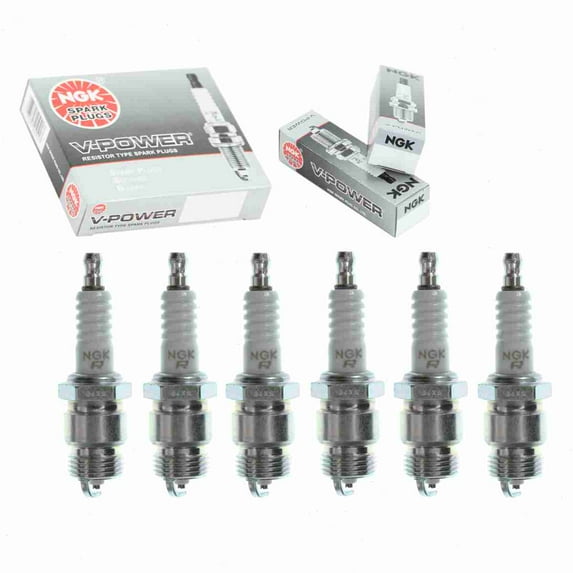 6 pc NGK V-Power Spark Plugs compatible with Ford Mustang 2.8L 3.3L 4.1L L6 1964-1982