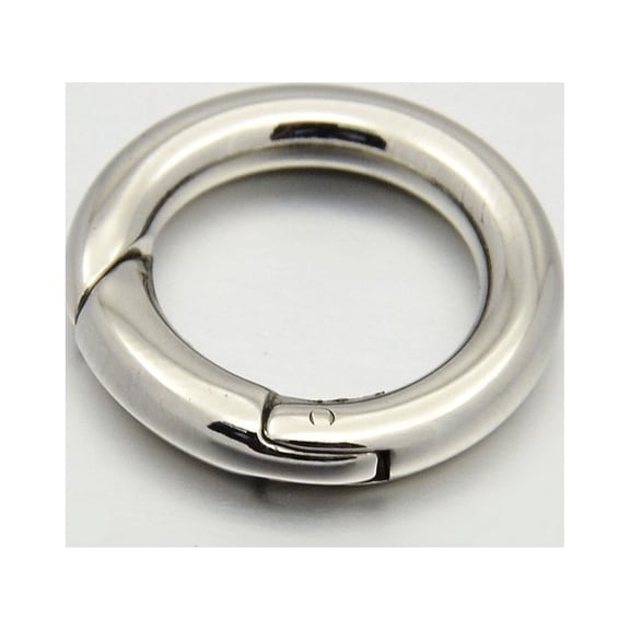 6 pc Non-Tarnish Ring 316 Stainless Steel Spring Gate Rings O Rings Snap Clasps Stainless Steel color 9 Gauge 18x3mm Inner Diameter: 11.5mm