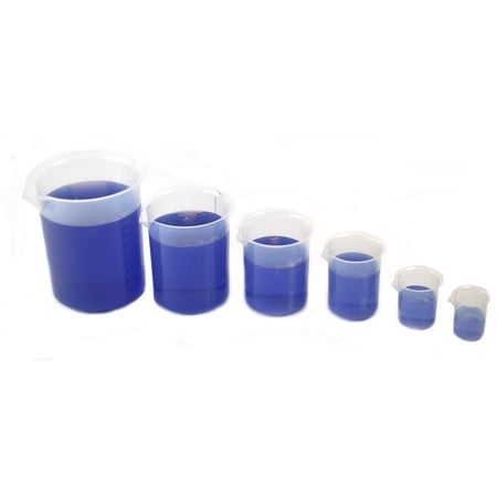 6 pc Plastic Beaker Set - Premium Polypropylene - Includes 50, 100, 250, 500, 1000, 2000ml