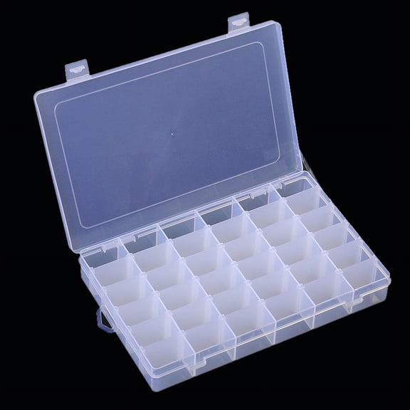 6 pc Plastic Clear Beads Storage Containers Adjustable Dividers box 36 Compartments Rectangle 17.8x28x4.5cm