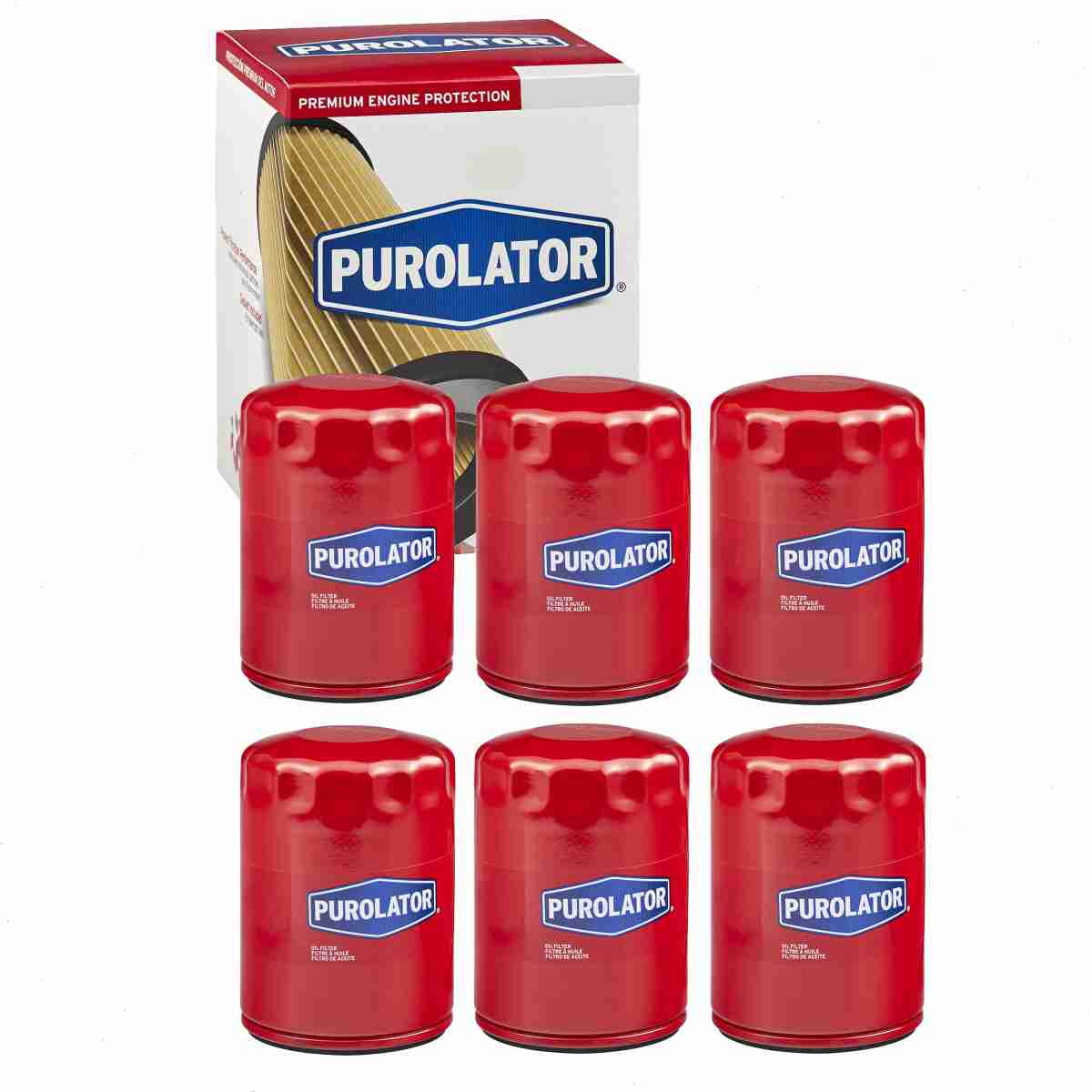 6 pc Purolator L22500 Engine Oil Filters for 127 67045 Oil Change Lubricant Filters Fits select: 2013-2024 CHEVROLET SILVERADO, 2011-2023 FORD F150