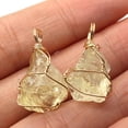 thumbnail image 1 of 6 pc Raw Rough Natural Citrine Pendants Nuggets Charms with Golden Plated Copper Wire Wrapped 18~30x12~22mm, 1 of 1