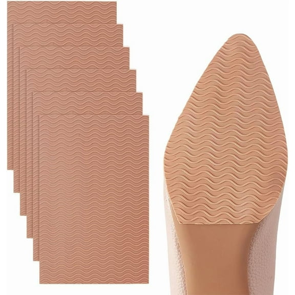 6 pc Self Adhesive Shoe Sole Grips Silicone Non-Slip Shoes Pads Rectangle Sandy Brown 150x100x1.8mm Silicone