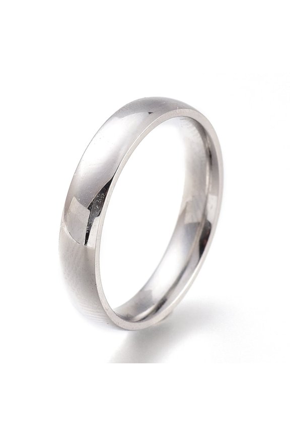 6 pc Tarnish Resistant 304 Stainless Steel Finger Rings Plain Band Rings Stainless Steel Color US Size 6~9 Inner Diameter: 16~19mm