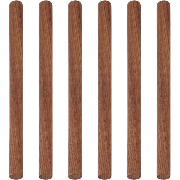 6 pc Walnut Wood Sticks Round Dowel Rod for Braiding Tapestry Column Coconut Brown 15.1x1.8cm for Handmade