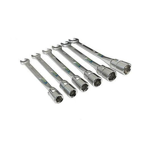 6 pc flex socket 6 point flexible head and open end sae wrench set