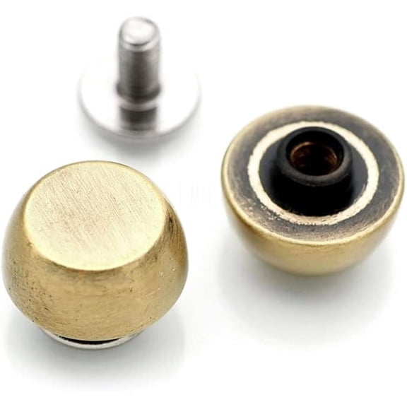 6 pcs 11mm Round Screw Back Studs Cone Spike Rivets Handbag Purse Feet Leathercraft Decorations VT106 (Brushed Brass)
