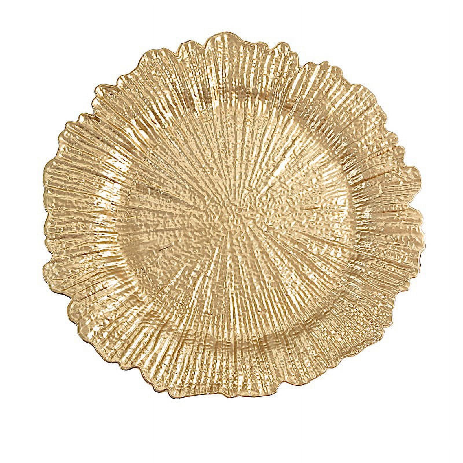 Gold Textured Reef Design 13-Inch Charger Plates, Set of 6
