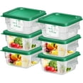 thumbnail image 1 of 6 pcs 2qt Food Storage Containers with Lid, Square Clear Commercial Storage Containers with Handle and Scale for Food Storage in Home Kitchen & Dining (Green), 1 of 6