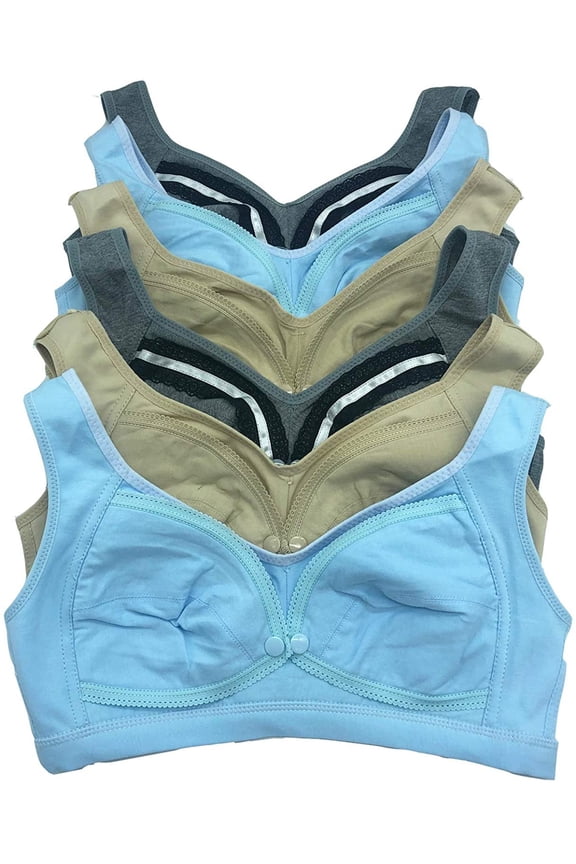 6 pcs 4-Hooks Breastfeeding Maternity Cotton Nursing Bras 34B 36b 38b 40B (38B)