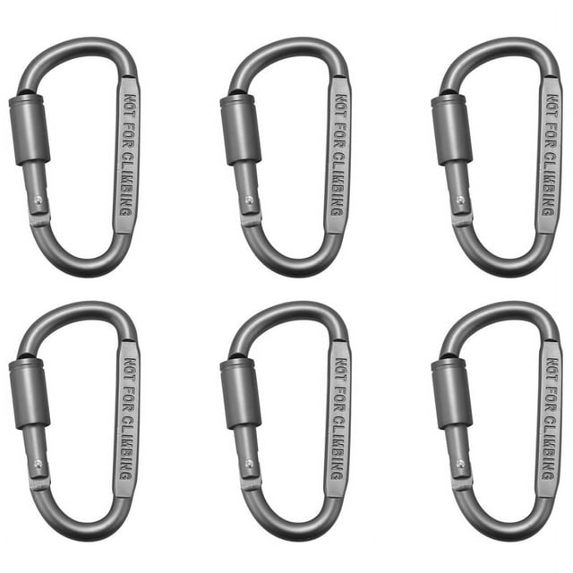 6 pcs Aluminum Alloy Dring Locking Carabiner Light but Strong