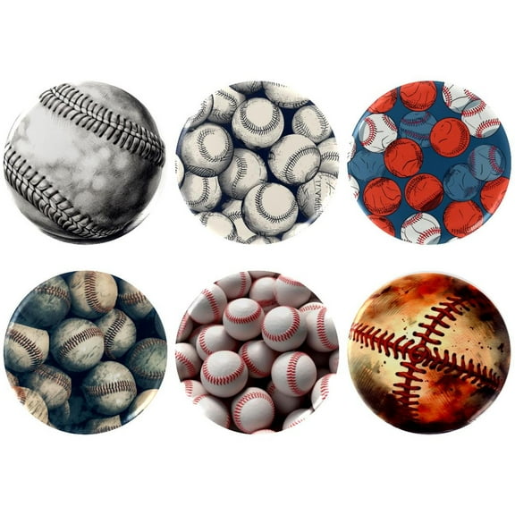 6 pcs Baseball Ball Background Buttons Pins Retro Punk Button Pin Slogans Sayings Pinback Buttons for Backpacks Bags Hats Jeans