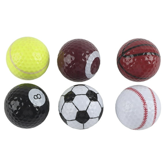 6 pcs Basketball /Football /Volleyball Pattern Golfball Practice Balls Indoor Outdoor Training