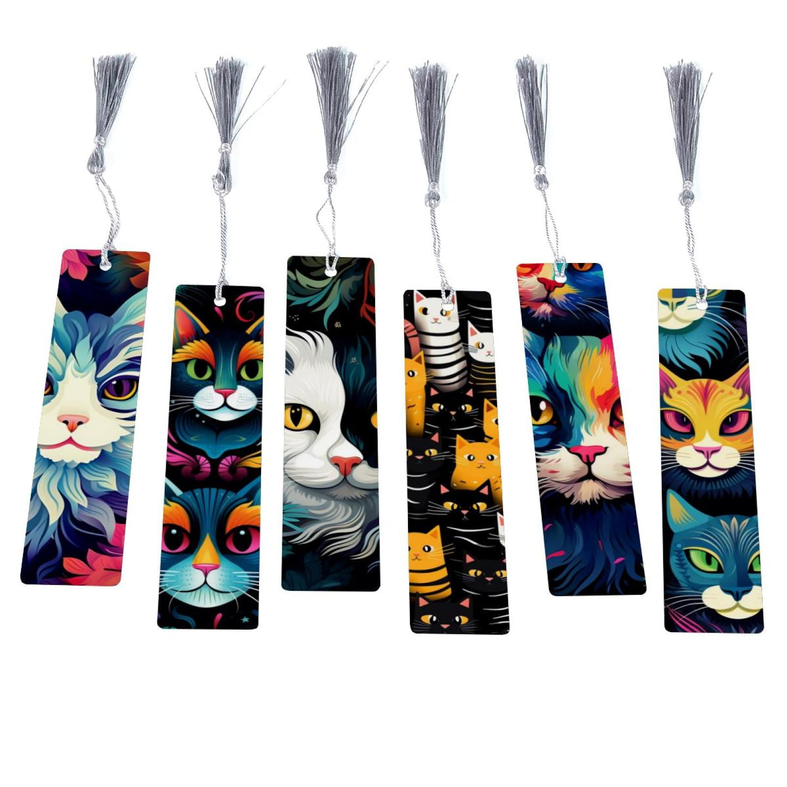 6 pcs Bookmarks for Book Lovers, Cat Book Marks with Tassel for Reader ...
