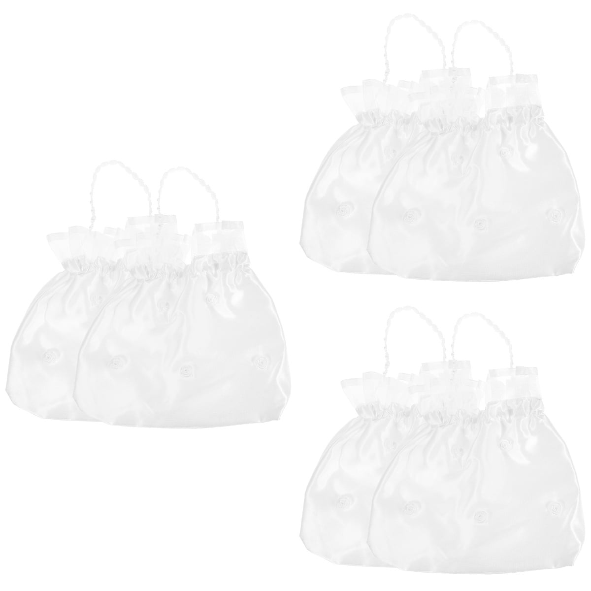 6 pcs Bridal Wedding Money Bag Gift Bag Bridal Handbag Bridal Satin Flower Decorated Bag