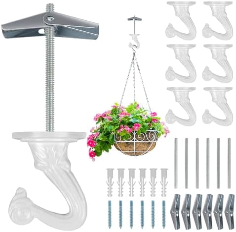 6 pcs Ceiling Hooks for Hanging Plants,Hanging Hanging Lights Metal Small Hooks,Indoor Outdoor Wall Heavy Duty Plant Hanger Swag Hook