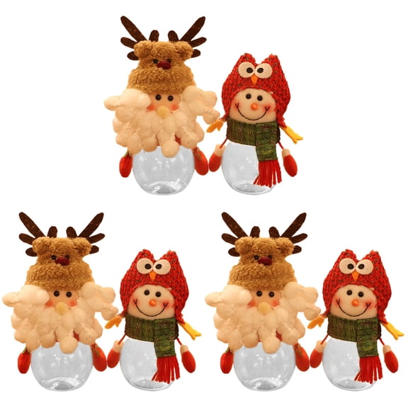 6 pcs Christmas Snowman Candy Bottle Santa Clause Candy Cookie Jar Candy Container