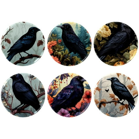 6 pcs Crow Custom Pins, Custom Buttons, Design Your Own Personalized Pinback Button Badges