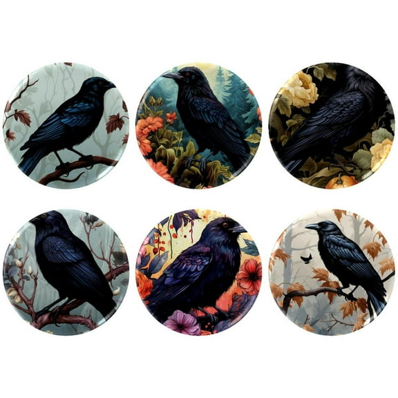 6 pcs Crow Custom Pins, Custom Buttons, Design Your Own Personalized Pinback Button Badges