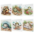 thumbnail image 1 of 6 pcs Diamond Art Painted Greeting Card, Beach Turtle 5D DIY Special Shape Diamond Card Creative Gift, Christmas Thanksgiving Greeting Card Congratulation, 1 of 8