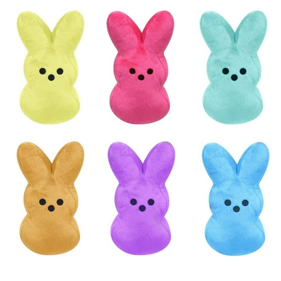 6 pcs Easter Bunny Decor Plush Toys Cute Animal Bunny Stuffed Doll Easter Spring Rabbit Decor Basket for Home Talble 6 Inches