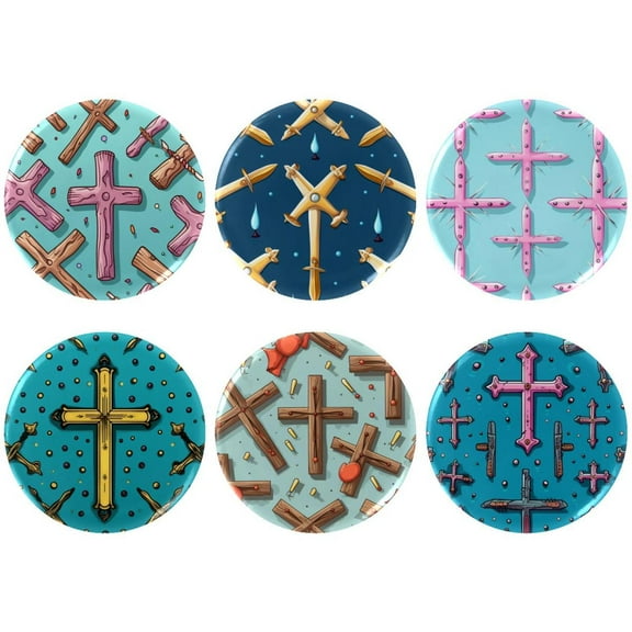 6 pcs Easter Cross Custom Pins, Custom Buttons, Design Your Own Personalized Pinback Button Badges