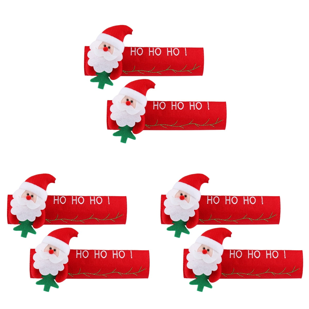 6-Pack Felt Refrigerator Handle Covers with Santa Design, Christmas Decorations, Protective Kitchen Appliance Door Handle Protectors
