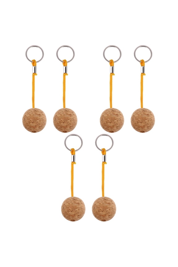 6 pcs Floating Cork Ball Keyring Float Keychain for Kayaking Boating Fishing