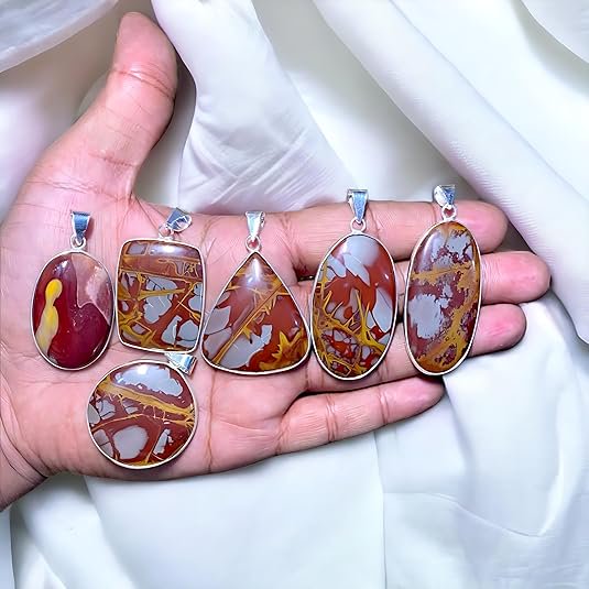 6 pcs Gemstone Pendant Lot, 5 pcs Natural Noreena Jasper Pendant with 1 pc Mookaite Jasper, Christmas Gift for Wife, Wholesale Pendant Lot