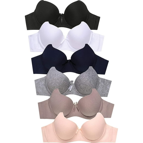6 pcs Lace Regular Padded Plain Everyday Basic Bra A/B/C