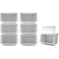 thumbnail image 1 of 6 pcs Large stackable plastic storage bins with lids,Clear Storage Box with detachable Wheels, white, 17' * 13' * 12' (R02-6), 1 of 2
