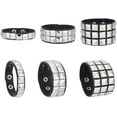 thumbnail image 1 of 6 pcs Leather Cuff Bracelet Leather Punk Bracelets Leather Studded Punk Bracelet Unisex Genuine Leather Silver Pyramid Studs Wristband with Snap Button Adjustable Black, 1 of 5