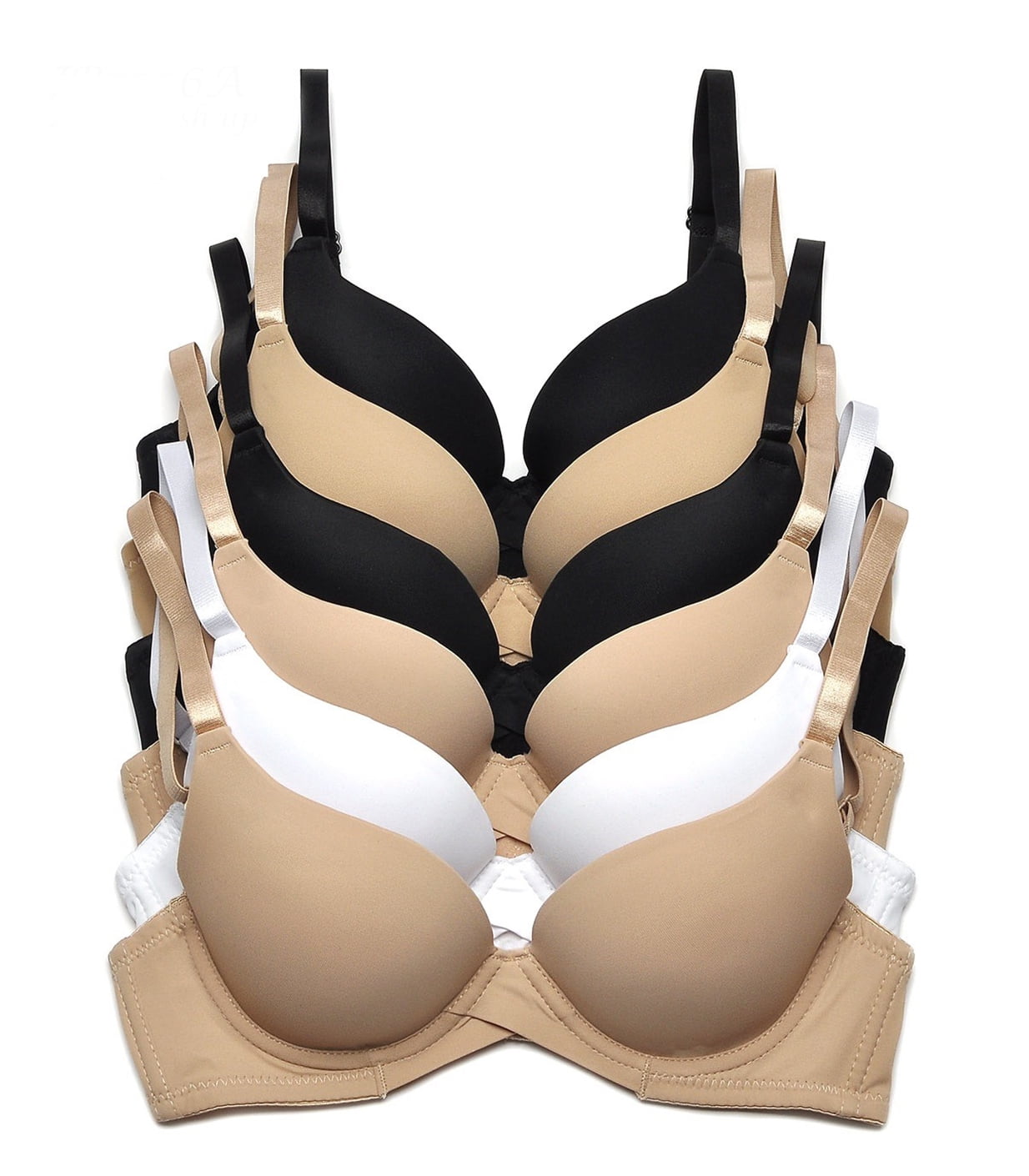 6 pcs Max Lift Power Wired Add 2 Cup Sizes T-Shirt Double Push Up Bra B/C  40C (9920-63L2-63L1)