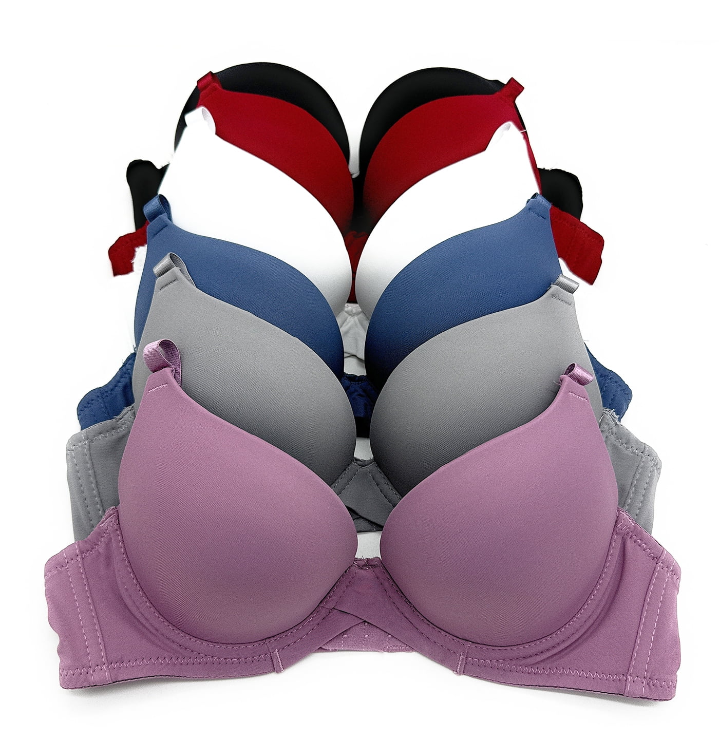 6 Pieces ADD 2 Cup Triple Maximum Lift Boost Cup Double Push Up Bra B/C  (36C) 