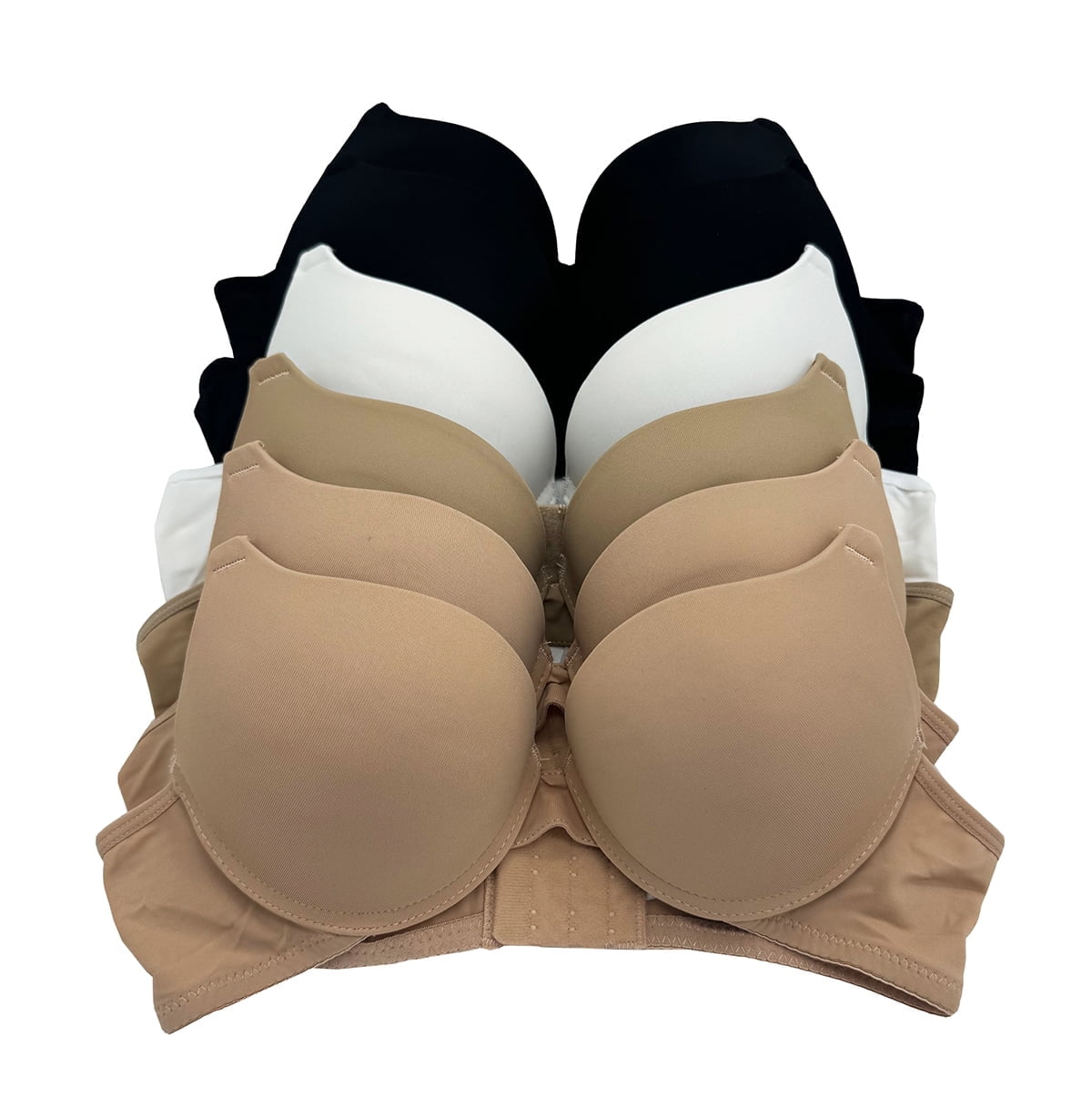 6 pcs Max Lift Power Wired Add 2 Cup Sizes T-Shirt Double Push Up Bra 34A