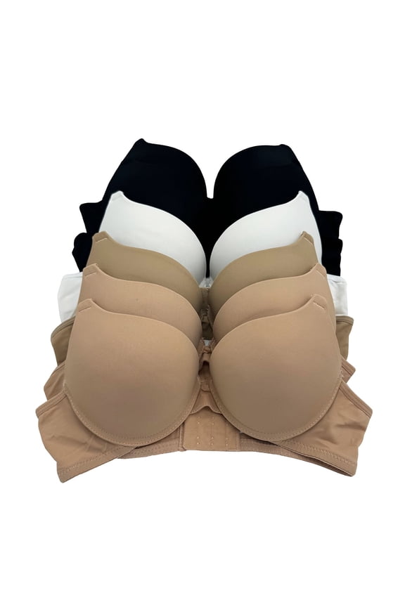 6 pcs Max Lift Power Wired Add 2 Cup Sizes T-Shirt Double Push Up Bra 34A