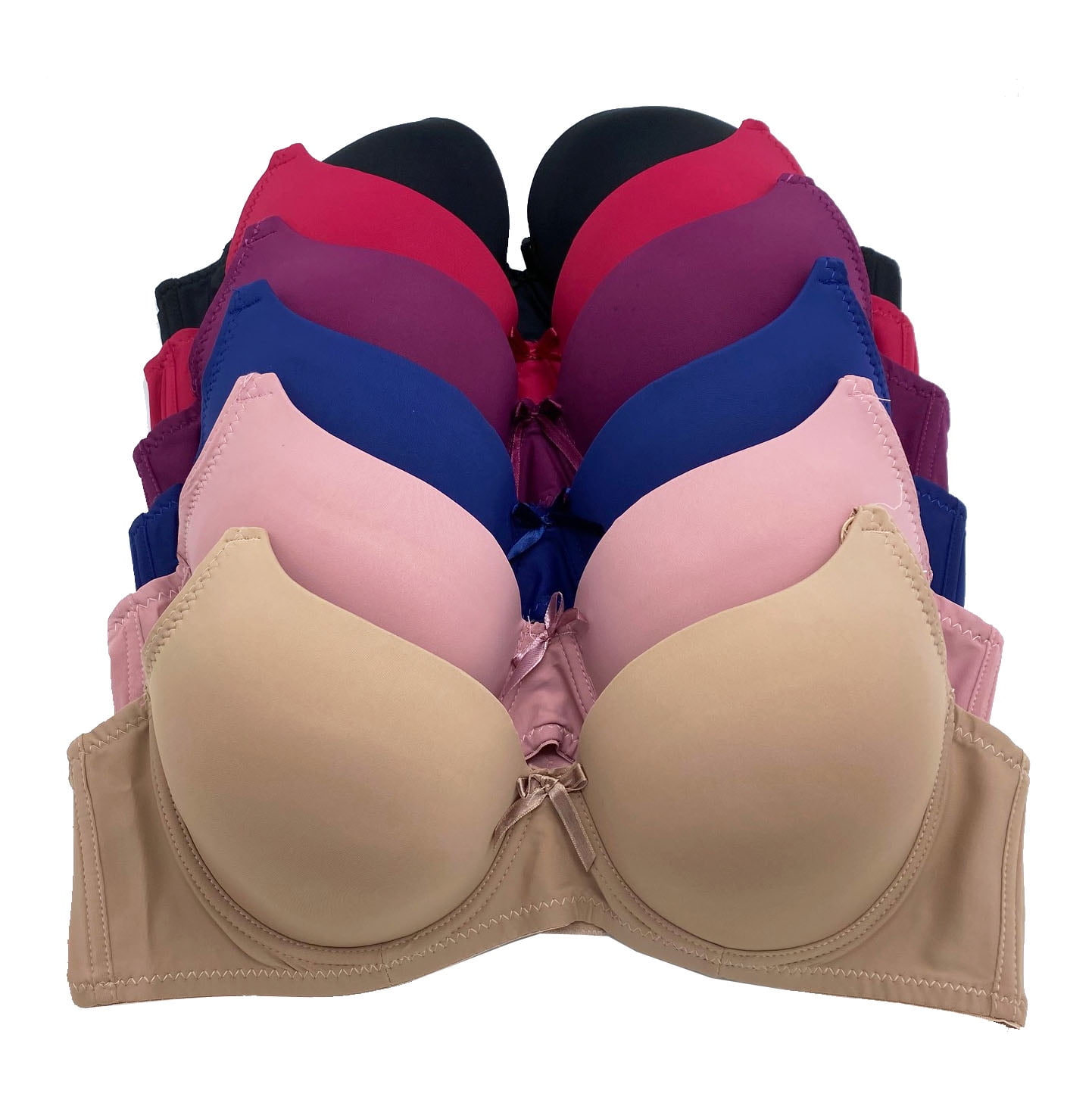 6 pcs Max Lift Power Wired Add 2 Cup Sizes T-Shirt Double Push Up Bra B/C  32B (68061-floor) 